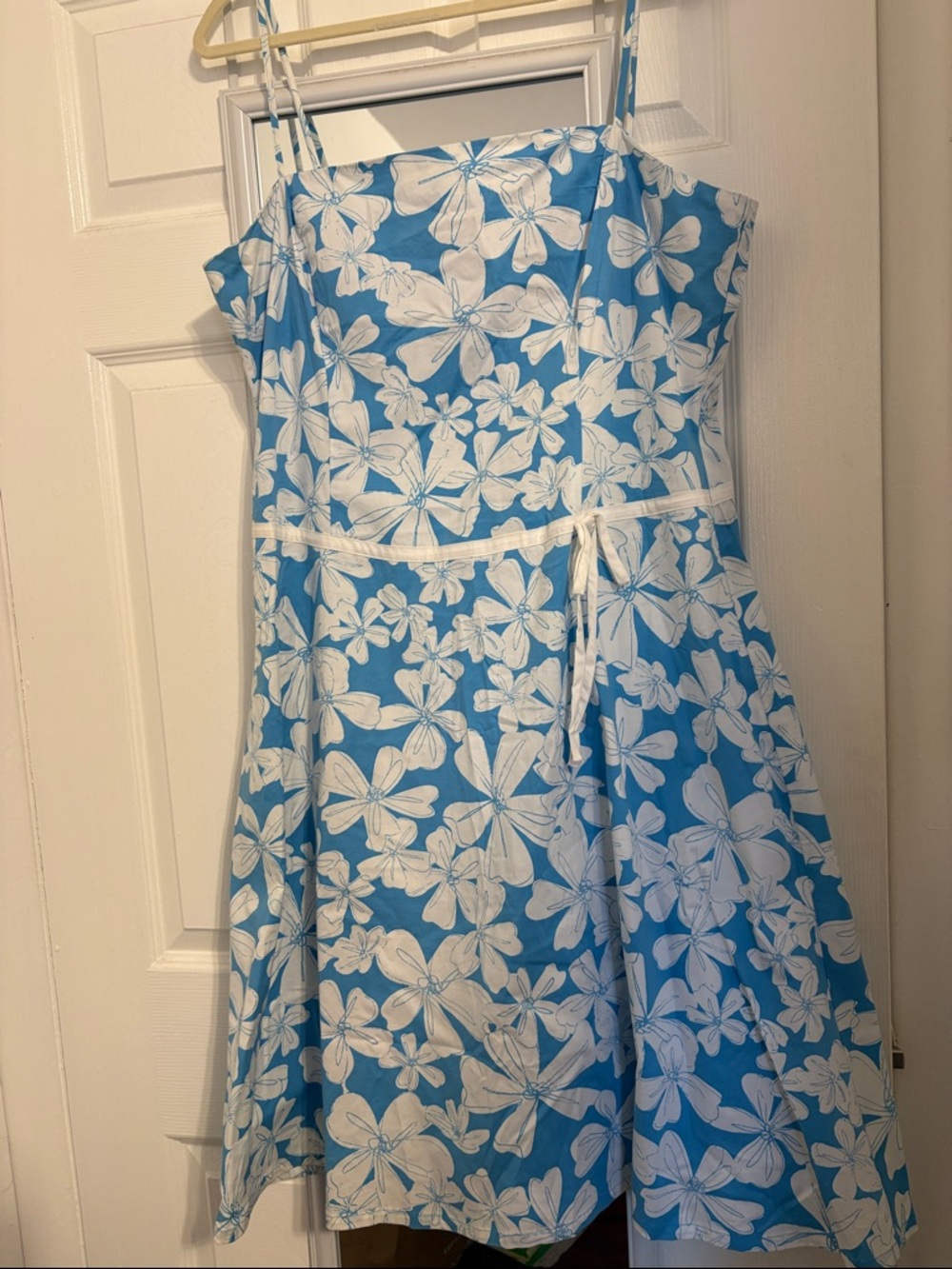 New York & Company Blue Floral Midi Dress with White Flower Print Plus size 18